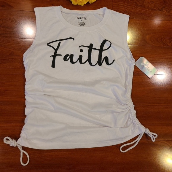 Bundle 2pc White Faith Tank Top (XL) & Black Leggings (L) - Picture 3 of 6